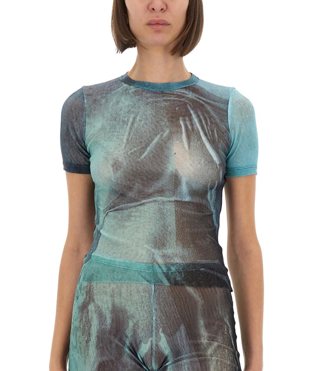 JEAN PAUL GAULTIER Голубая полиамидовая футболка, фото 4