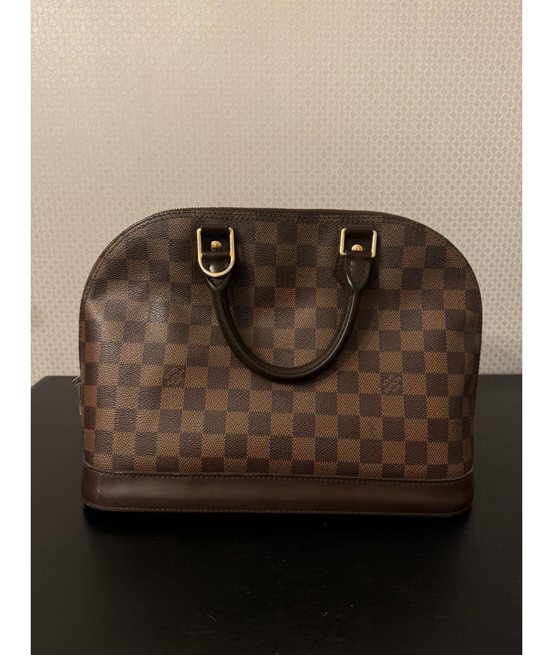 LOUIS VUITTON Коричневая кожаная сумка с короткими ручками, фото 8