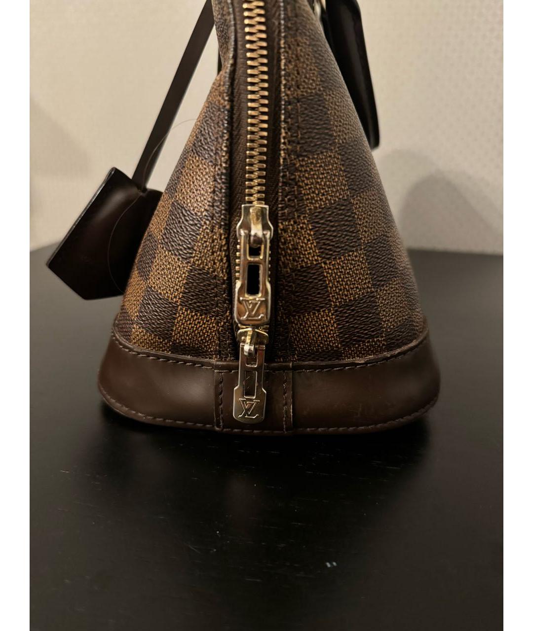 LOUIS VUITTON Коричневая кожаная сумка с короткими ручками, фото 2