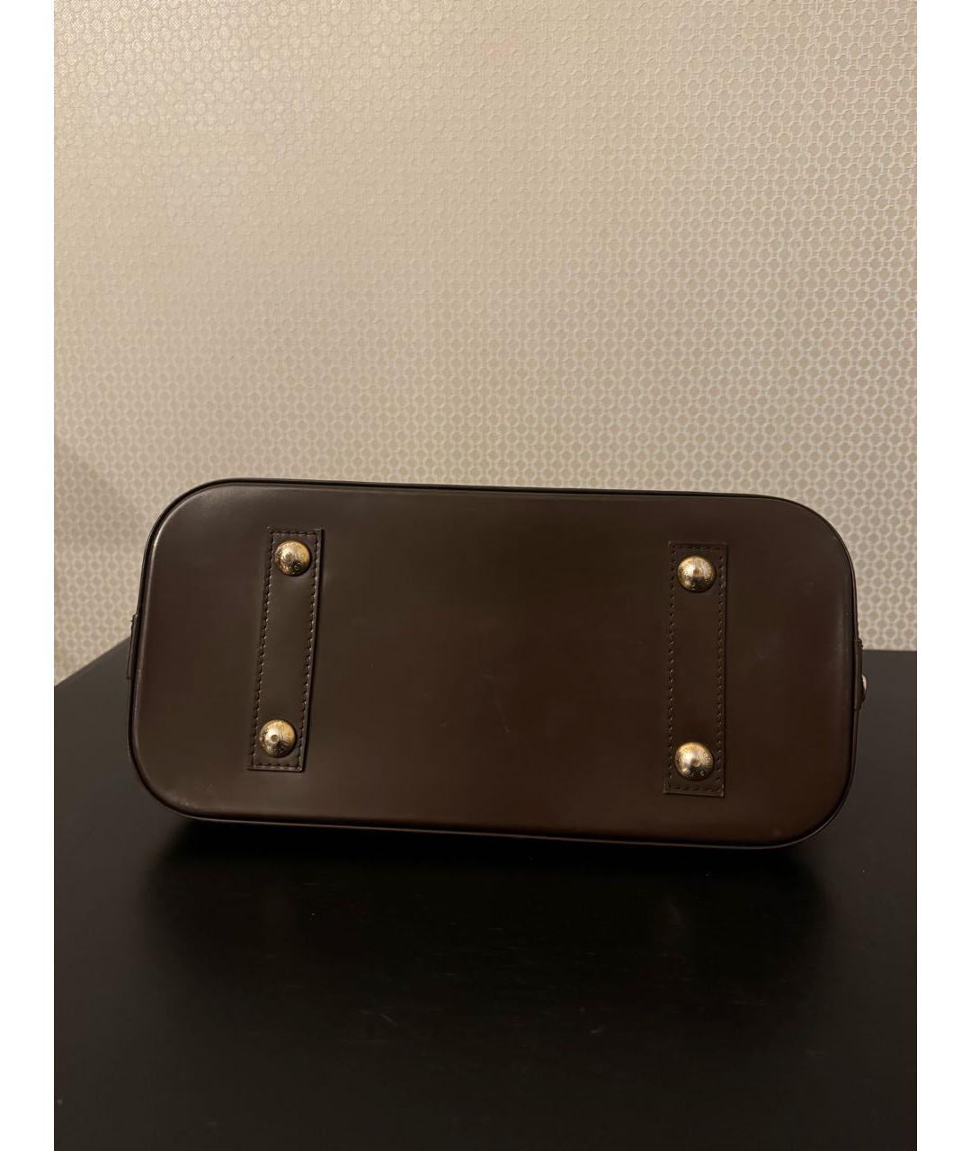 LOUIS VUITTON Коричневая кожаная сумка с короткими ручками, фото 5