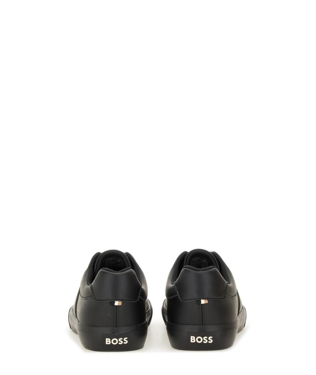 HUGO BOSS Черные кожаные низкие кроссовки / кеды, фото 3