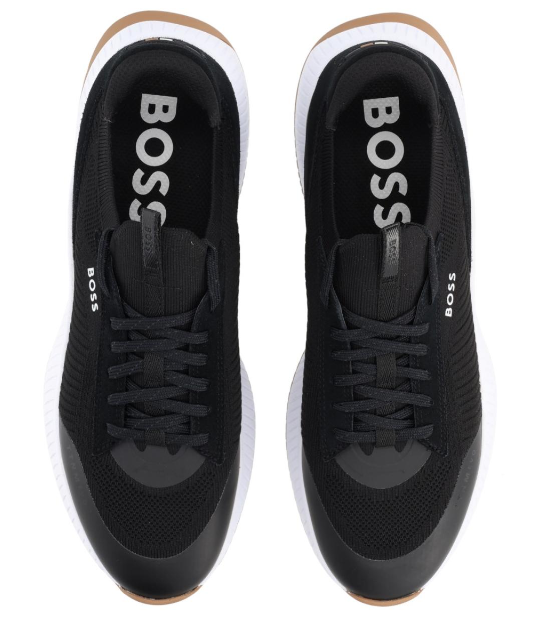 HUGO BOSS Черные текстильные низкие кроссовки / кеды, фото 5