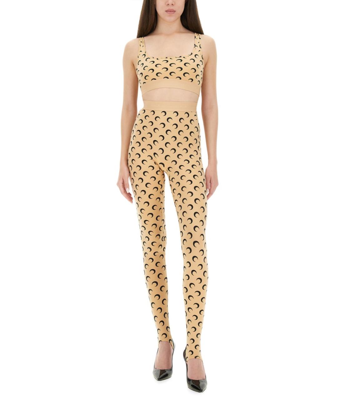 MARINE SERRE Желтые полиамидовые леггинсы и велосипедки, фото 4