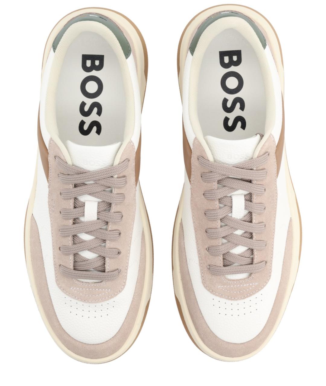 HUGO BOSS Бежевые кожаные низкие кроссовки / кеды, фото 5