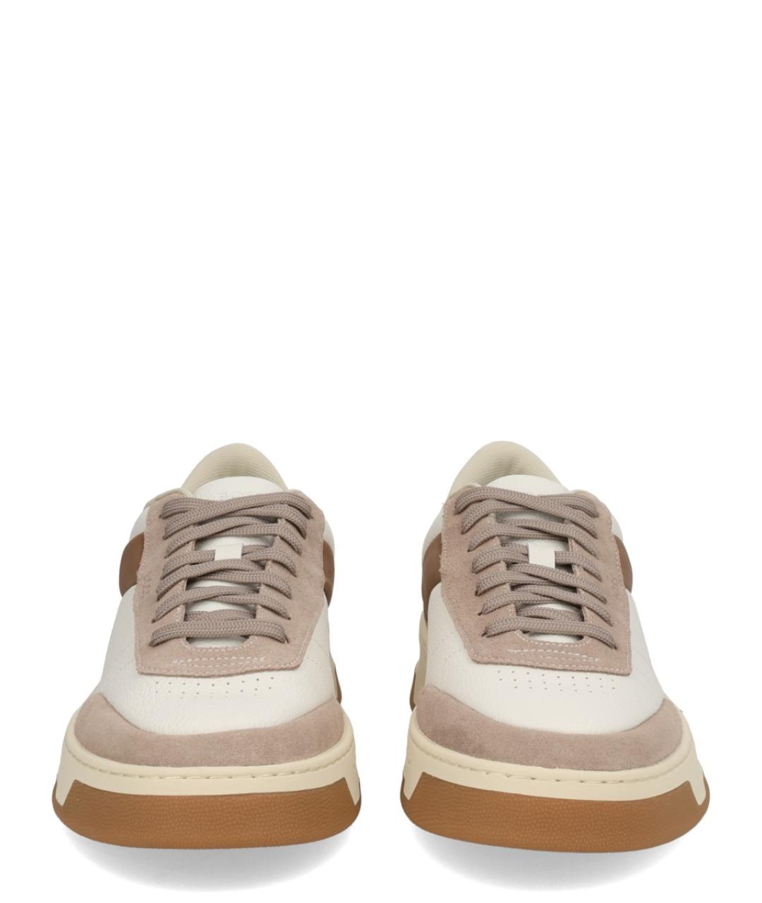 HUGO BOSS Бежевые кожаные низкие кроссовки / кеды, фото 3