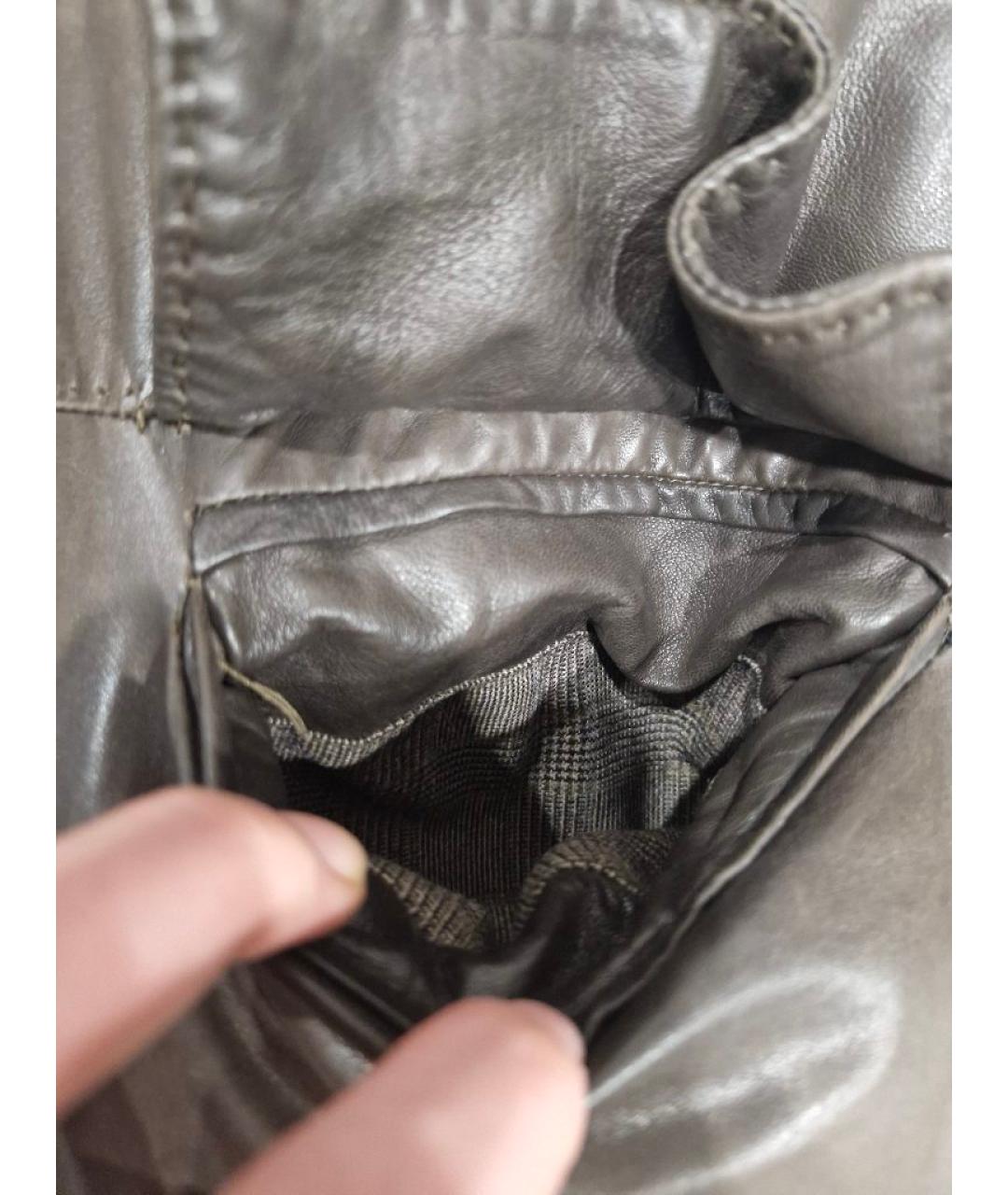 KITON Коричневый кожаный пуховик, фото 6