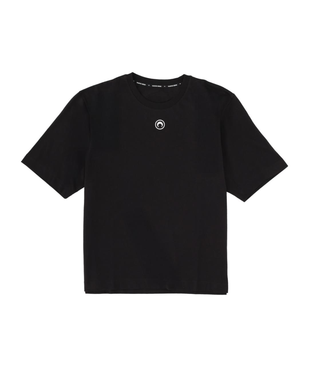 MARINE SERRE Черная хлопковая футболка, фото 1