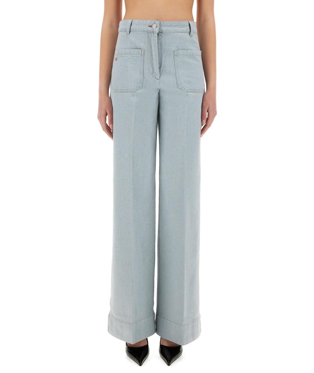 VICTORIA BECKHAM Голубые хлопковые джинсы клеш, фото 2