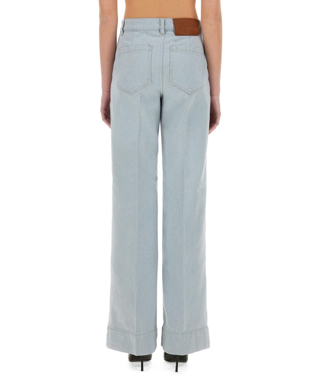 VICTORIA BECKHAM Голубые хлопковые джинсы клеш, фото 4