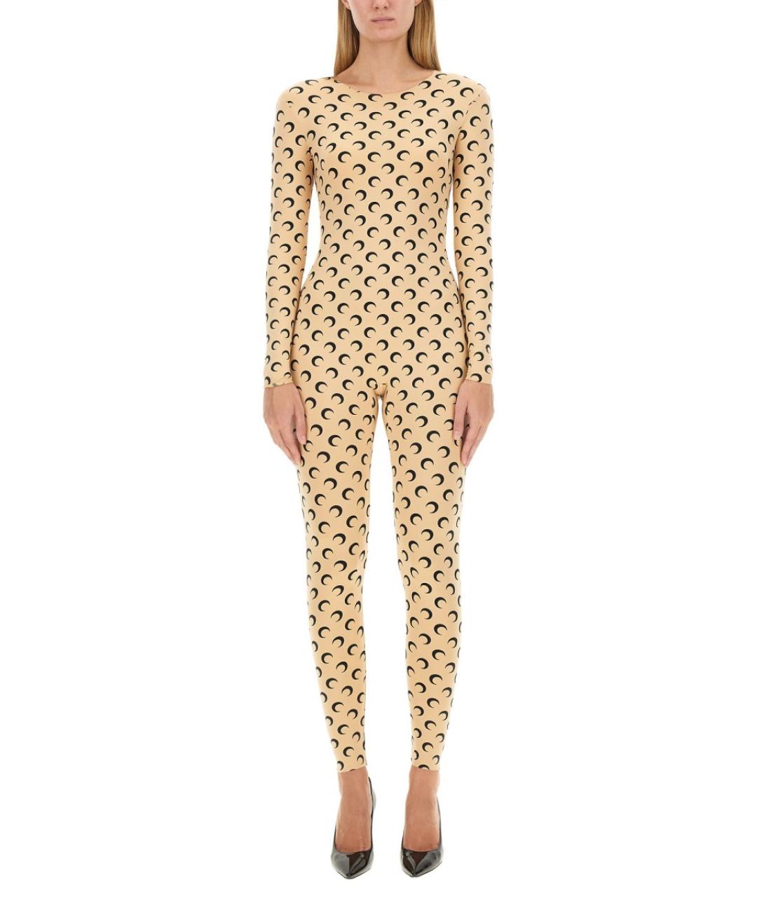 MARINE SERRE Бежевый полиамидовый комбинезон, фото 3