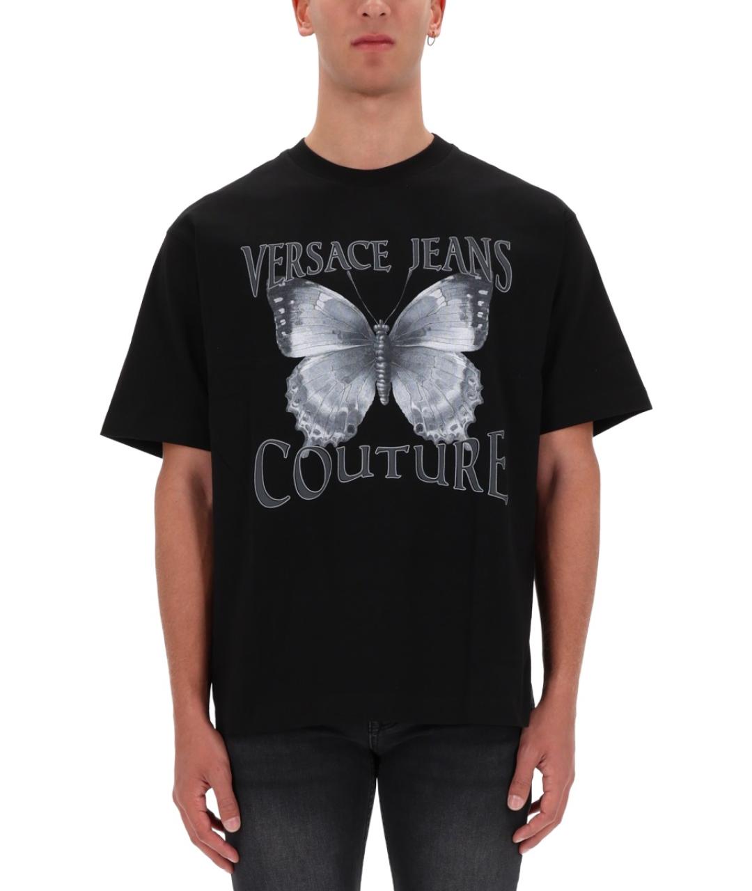 VERSACE JEANS COUTURE Черная хлопковая футболка, фото 5