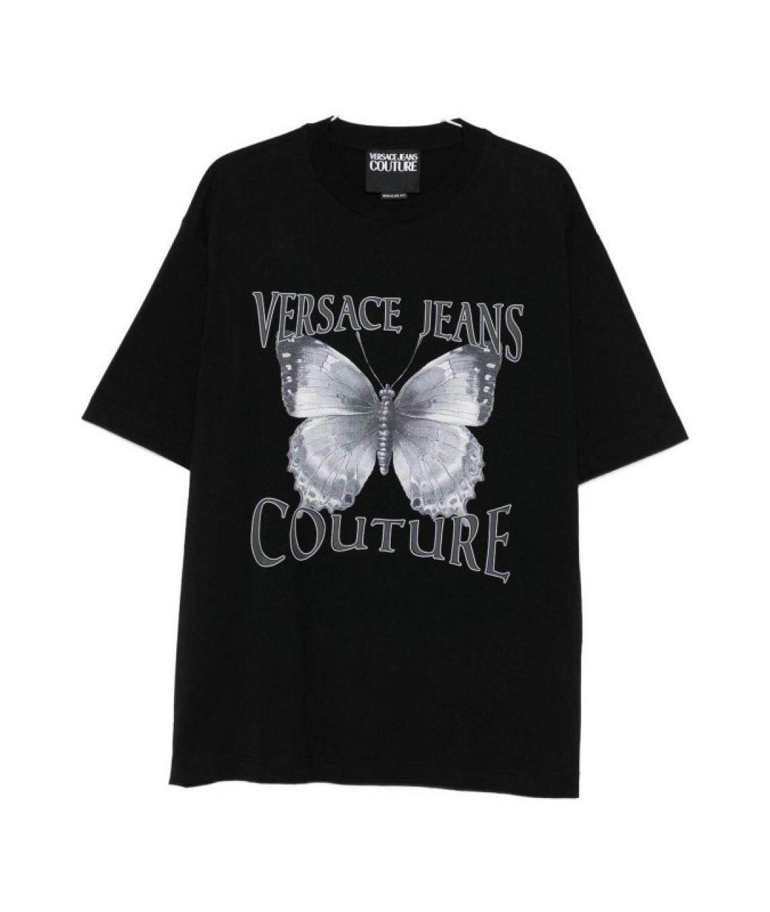 VERSACE JEANS COUTURE Черная хлопковая футболка, фото 1