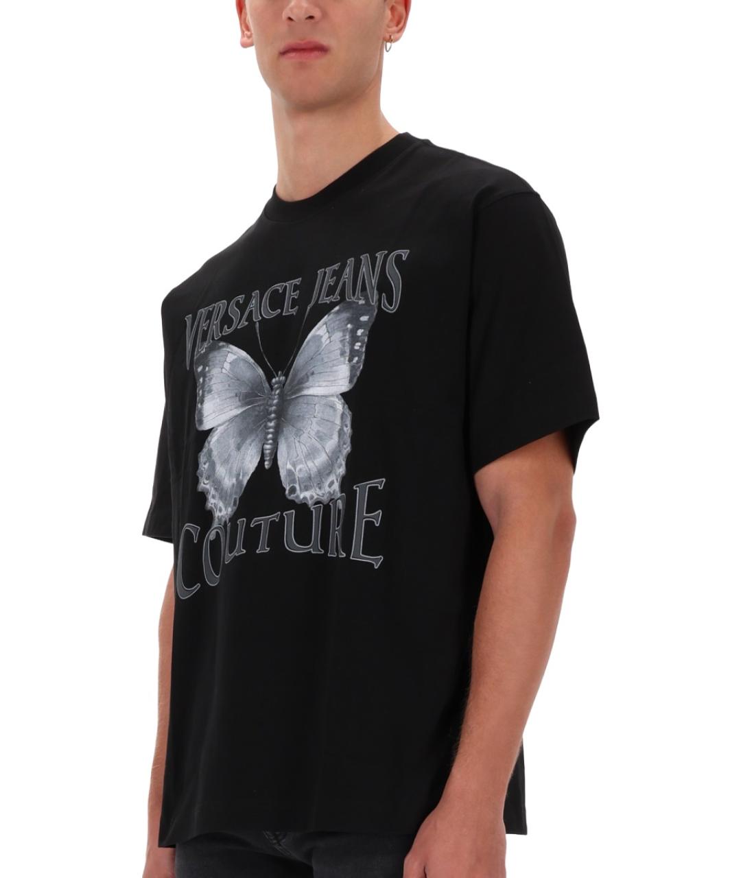 VERSACE JEANS COUTURE Черная хлопковая футболка, фото 4