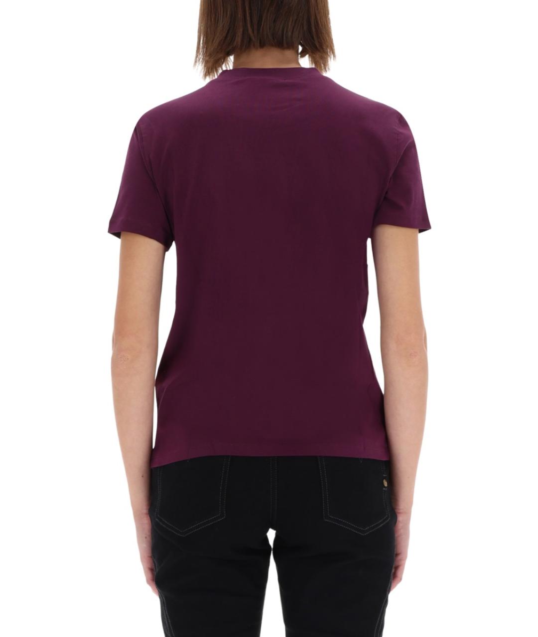 VERSACE JEANS COUTURE Бордовая хлопковая футболка, фото 4