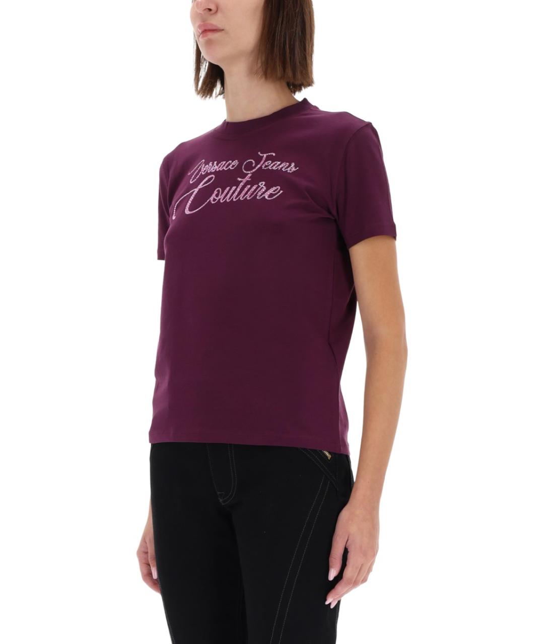 VERSACE JEANS COUTURE Бордовая хлопковая футболка, фото 5