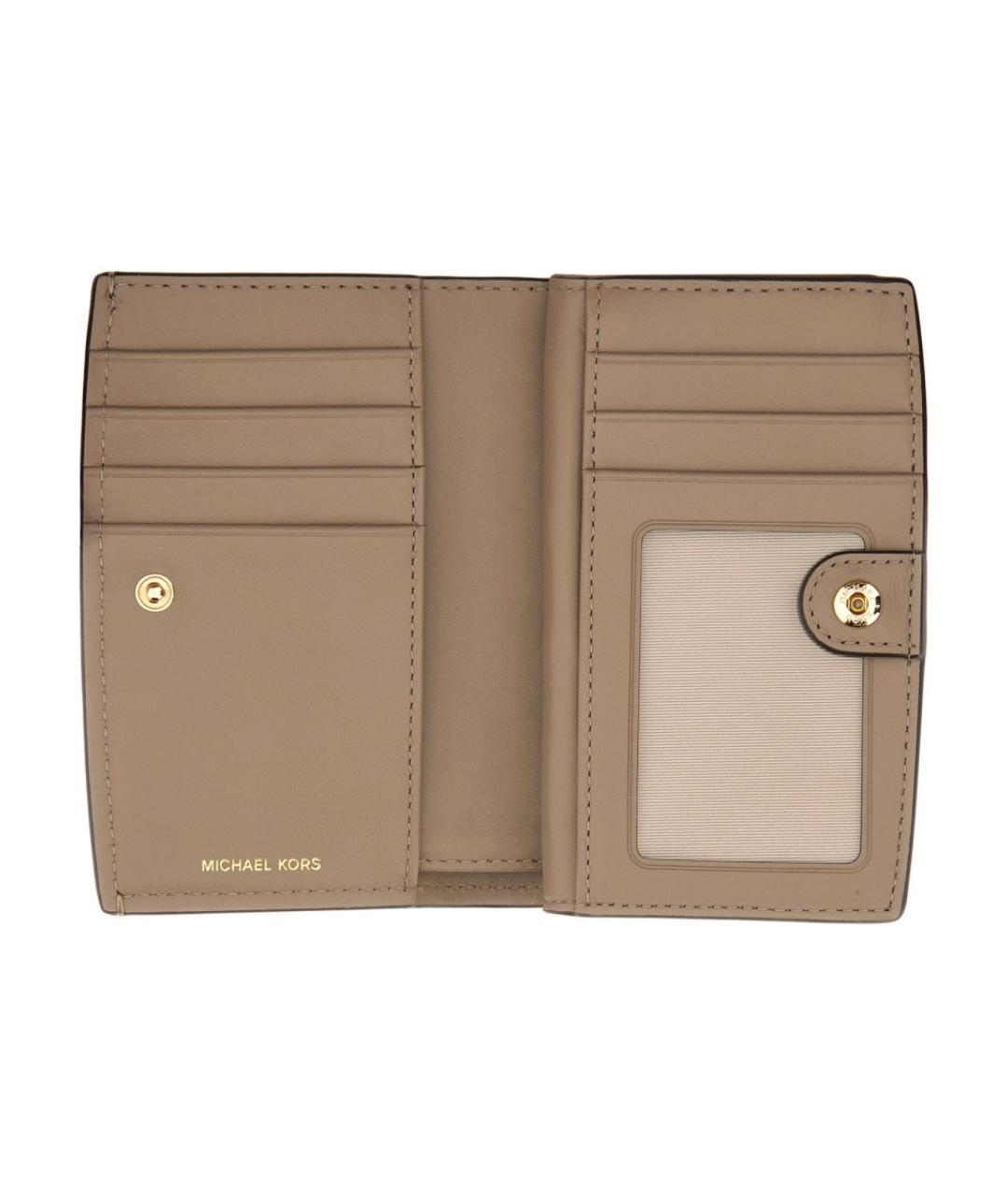 MICHAEL KORS Бежевый кожаный кошелек, фото 3