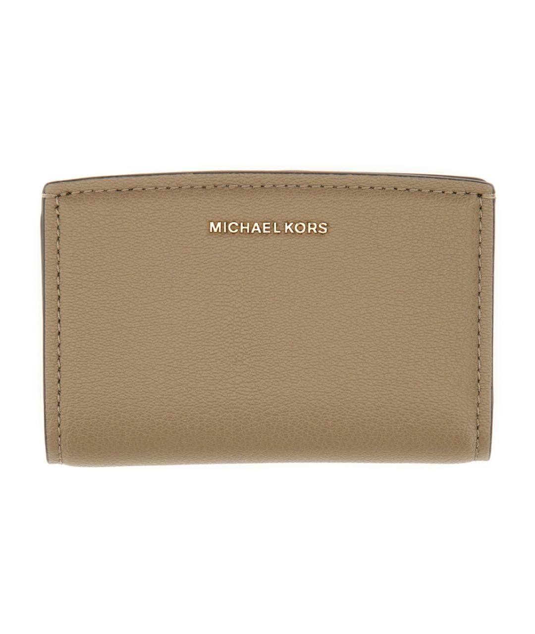 MICHAEL KORS Бежевый кожаный кошелек, фото 1