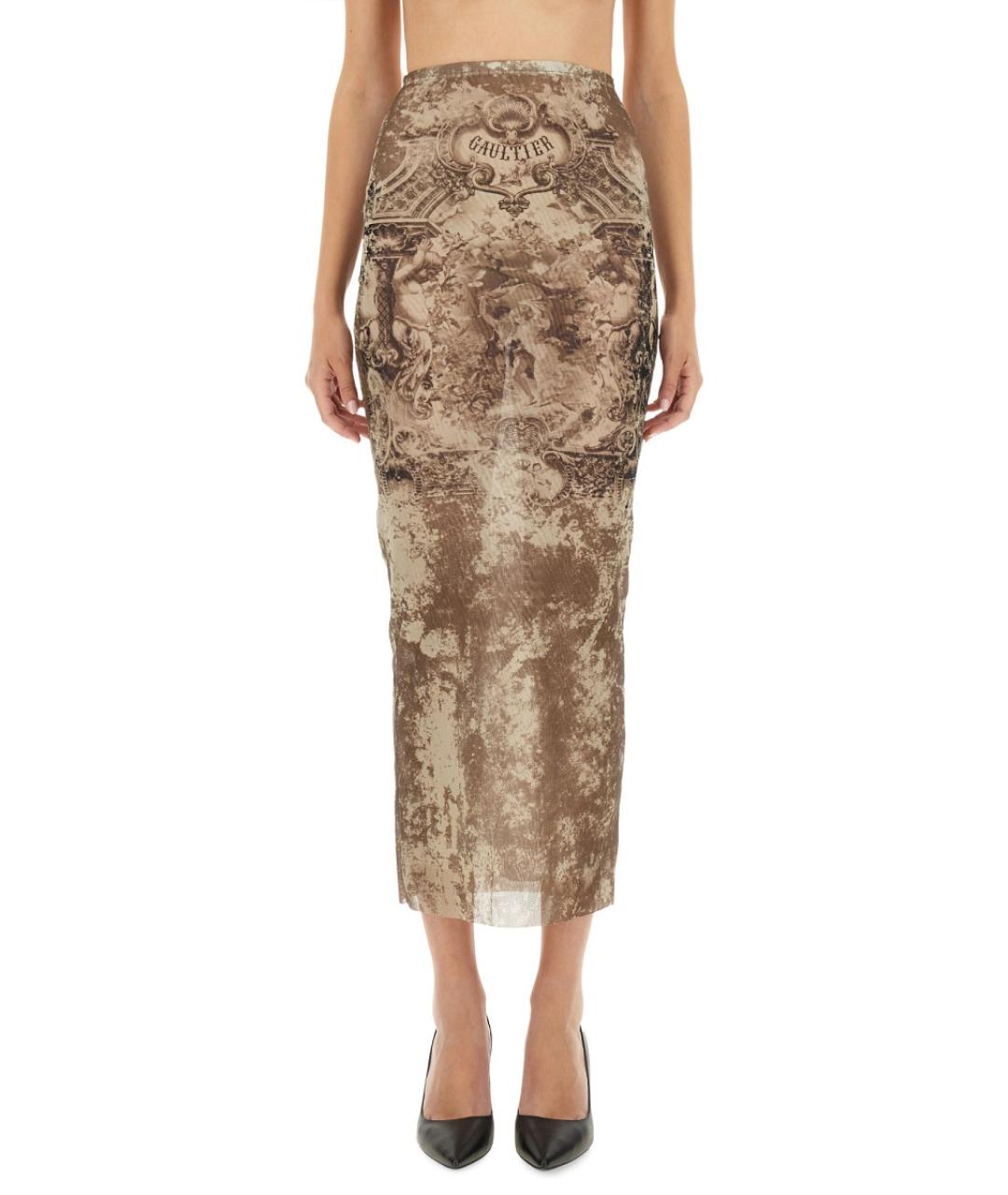 JEAN PAUL GAULTIER Бежевая полиамидовая юбка миди, фото 5