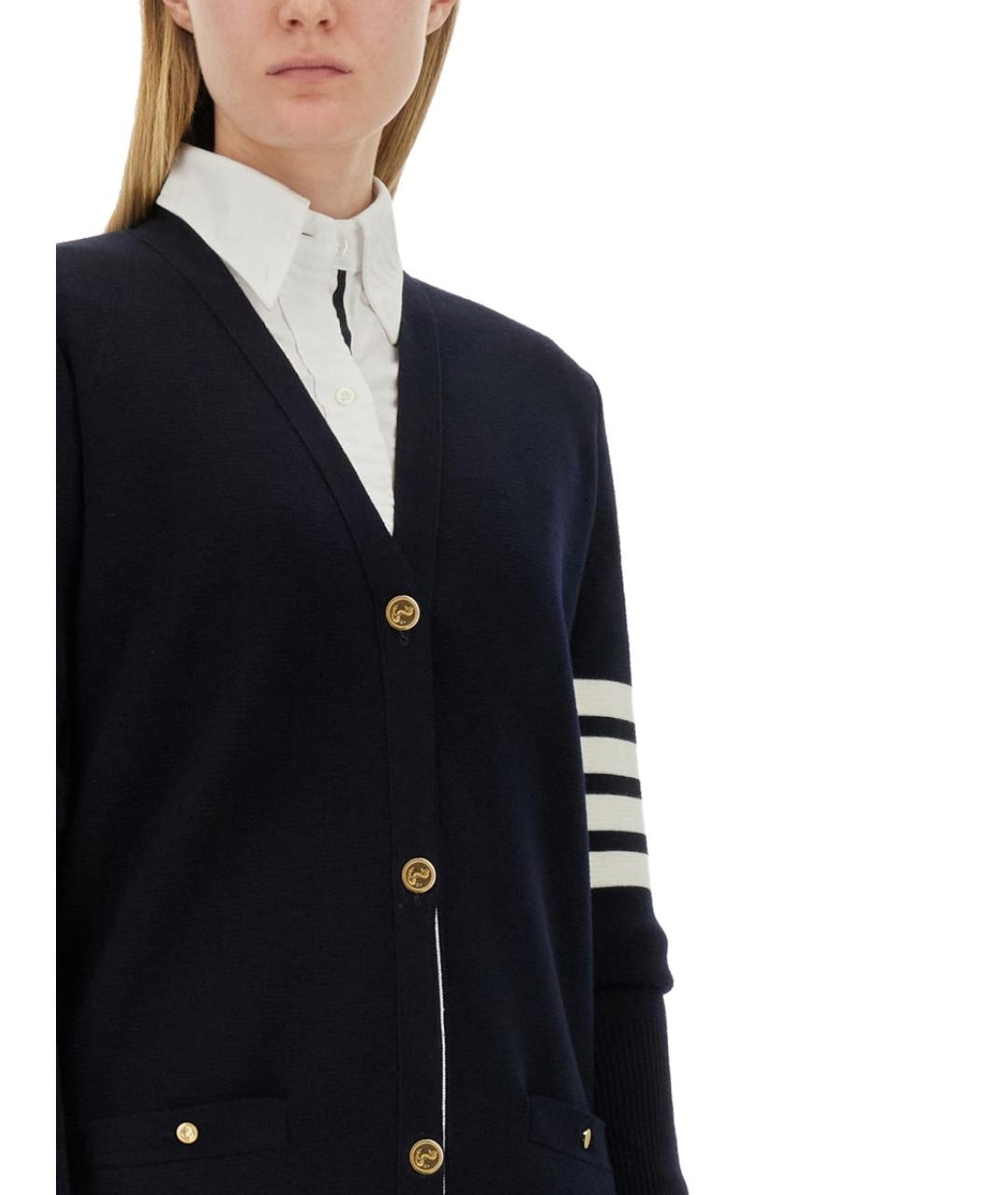 THOM BROWNE Синий шерстяной кардиган, фото 4