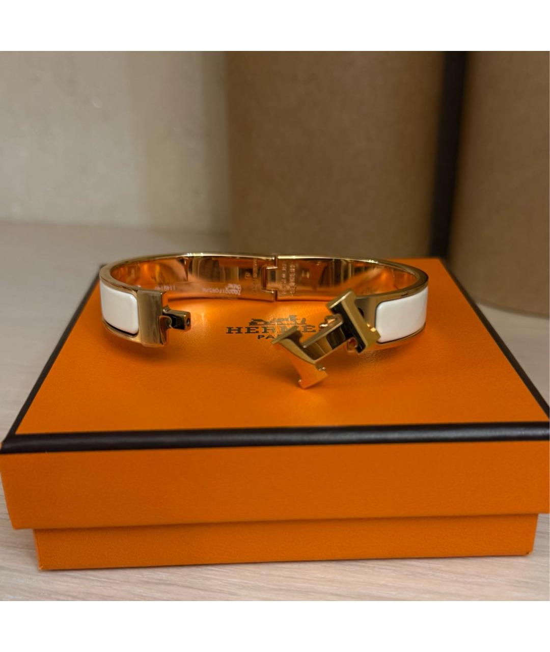 HERMES Белый металлический браслет, фото 2