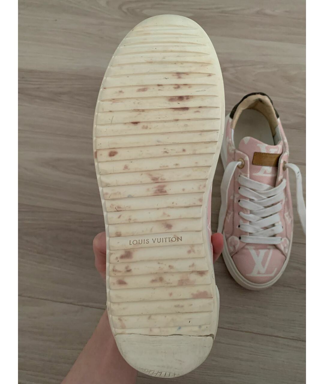 LOUIS VUITTON Розовые кожаные кеды, фото 3