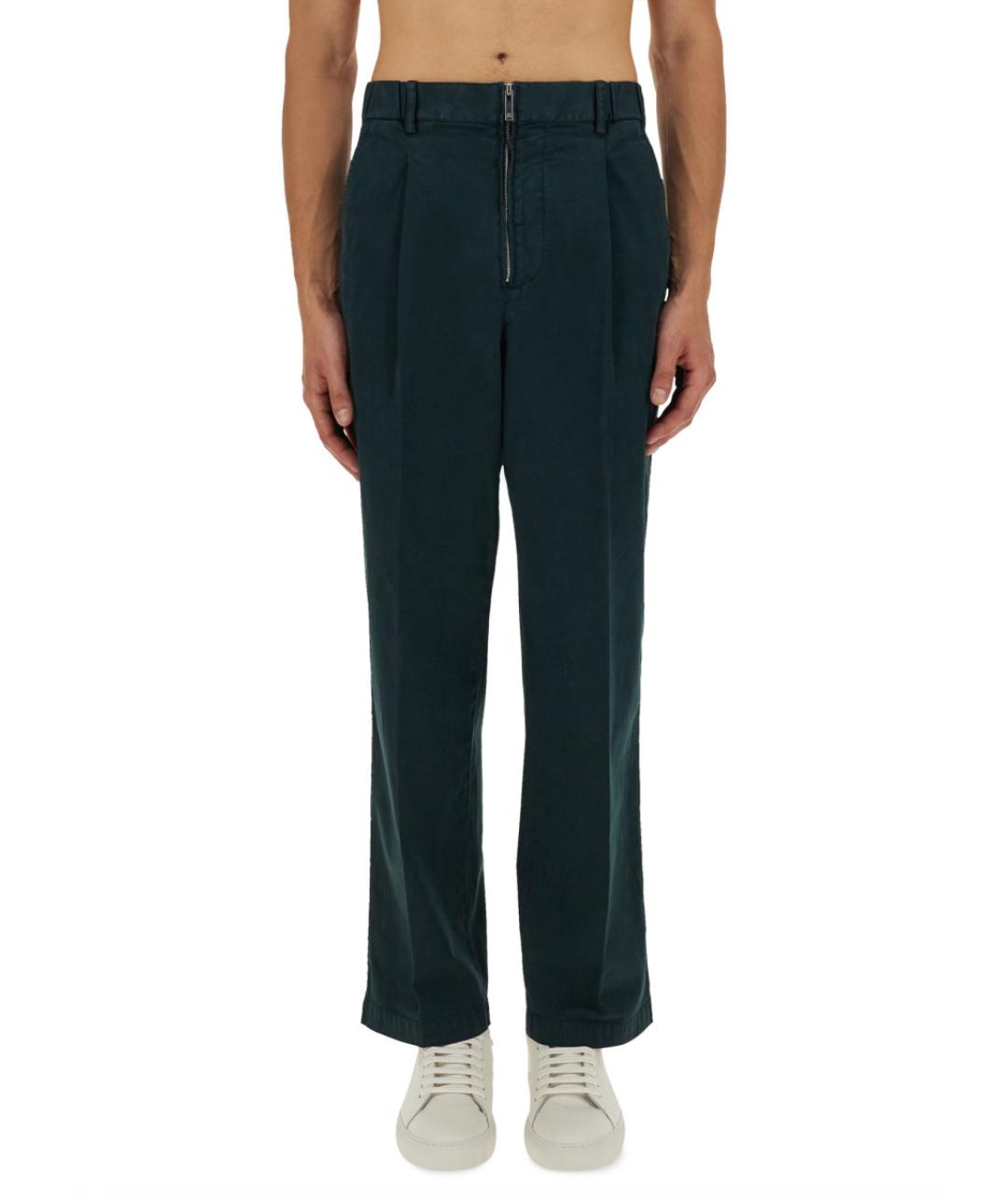 HELMUT LANG Зеленые хлопковые повседневные брюки, фото 2