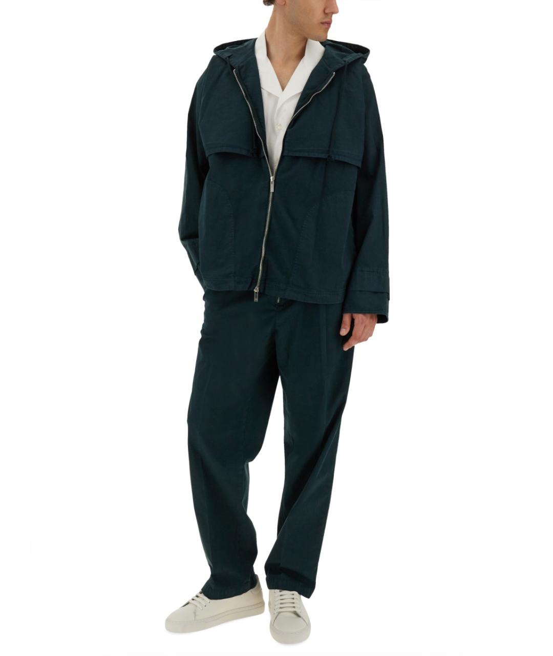 HELMUT LANG Зеленые хлопковые повседневные брюки, фото 3