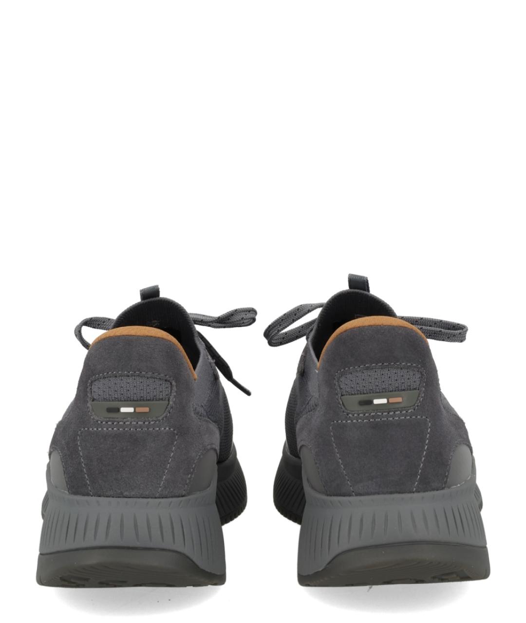 HUGO BOSS Серые синтетические низкие кроссовки / кеды, фото 3