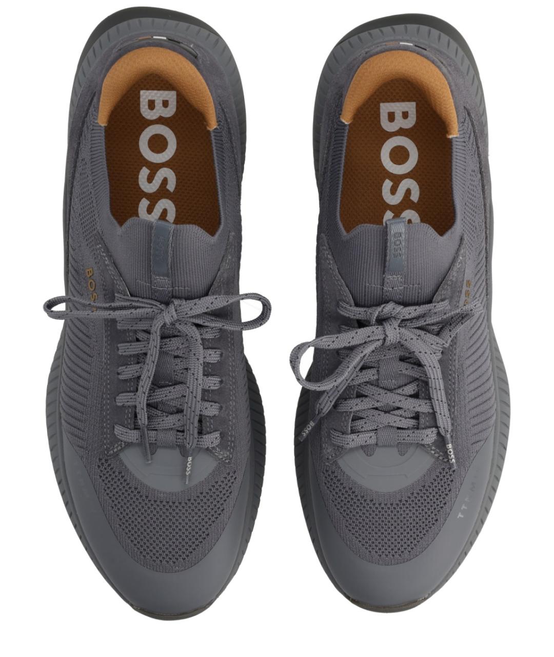 HUGO BOSS Серые синтетические низкие кроссовки / кеды, фото 4