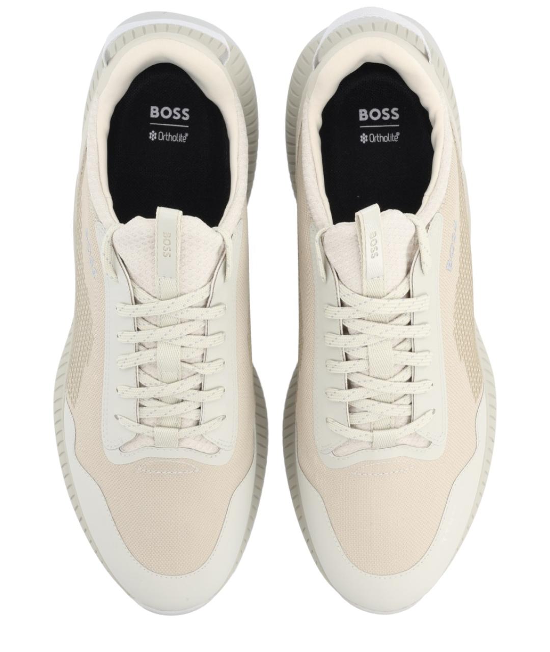 HUGO BOSS Бежевые текстильные низкие кроссовки / кеды, фото 5