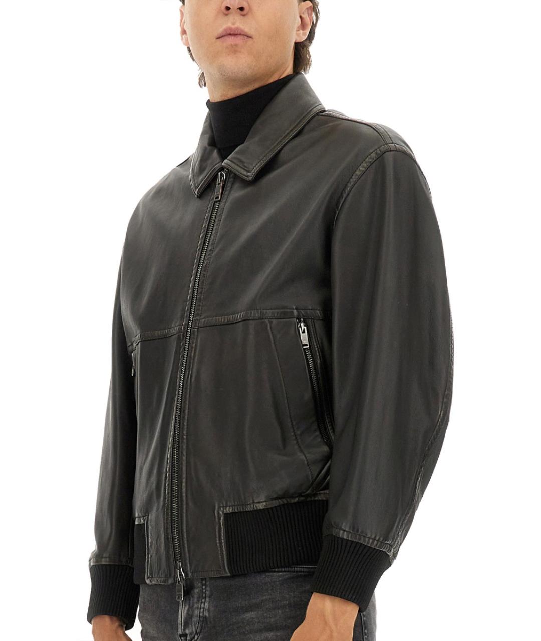 HUGO BOSS Коричневая кожаная куртка, фото 4