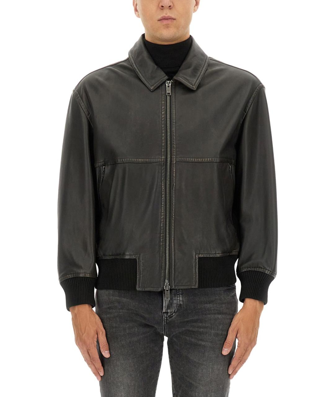 HUGO BOSS Коричневая кожаная куртка, фото 5