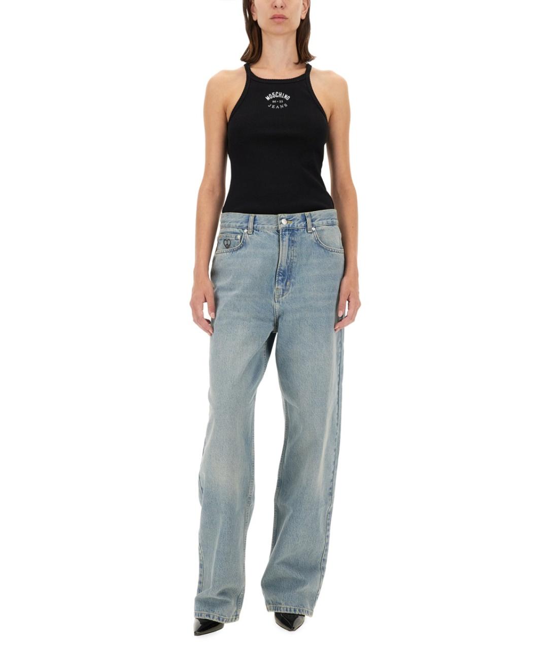 MOSCHINO JEANS Синие хлопковые прямые джинсы, фото 2