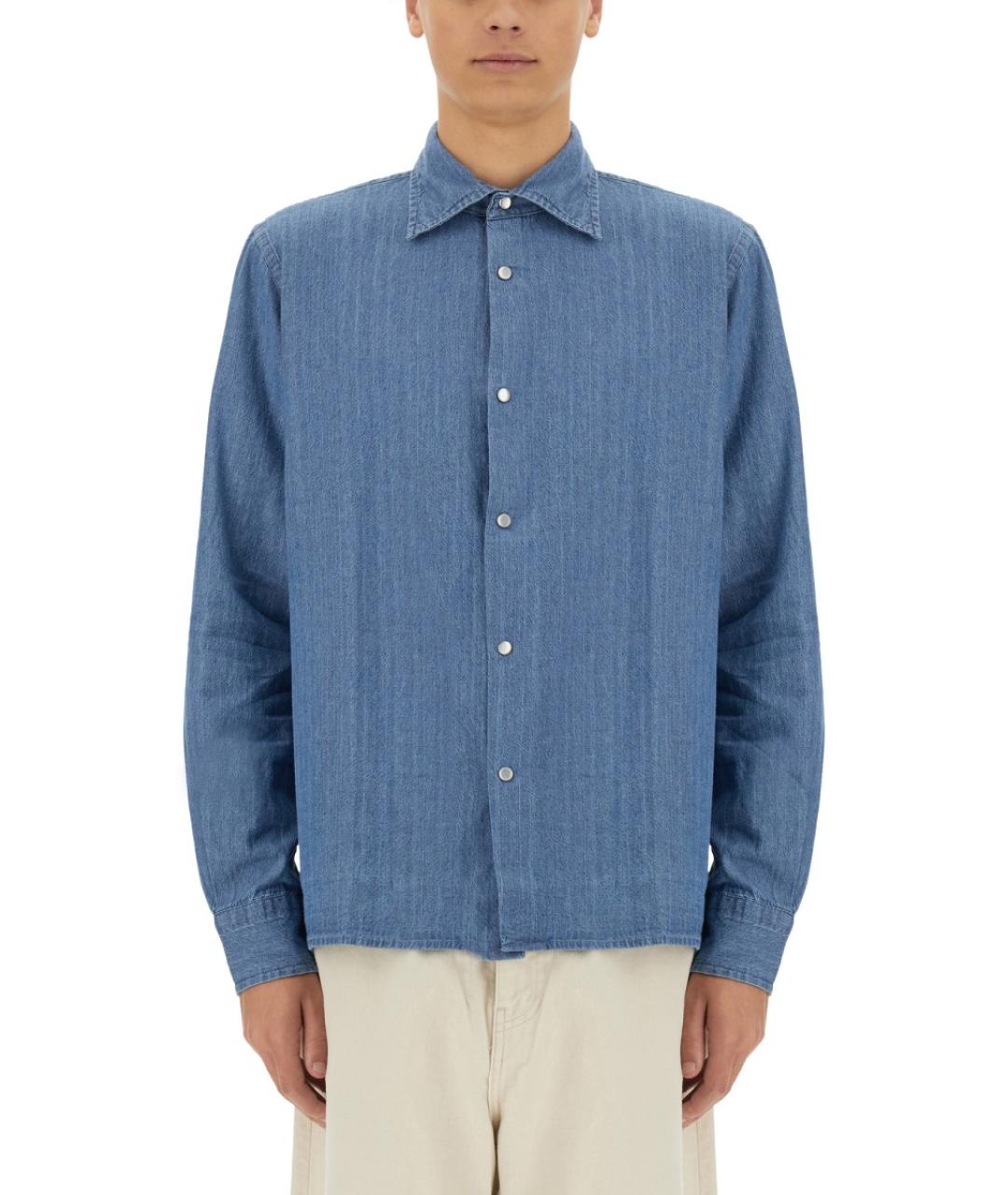 ASPESI Синяя хлопковая кэжуал рубашка, фото 5