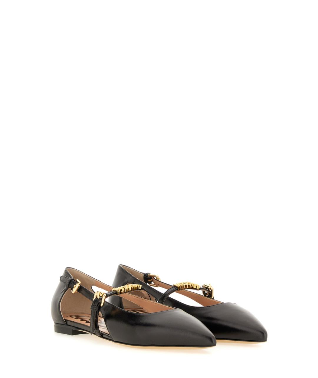 MOSCHINO Черные кожаные балетки, фото 3