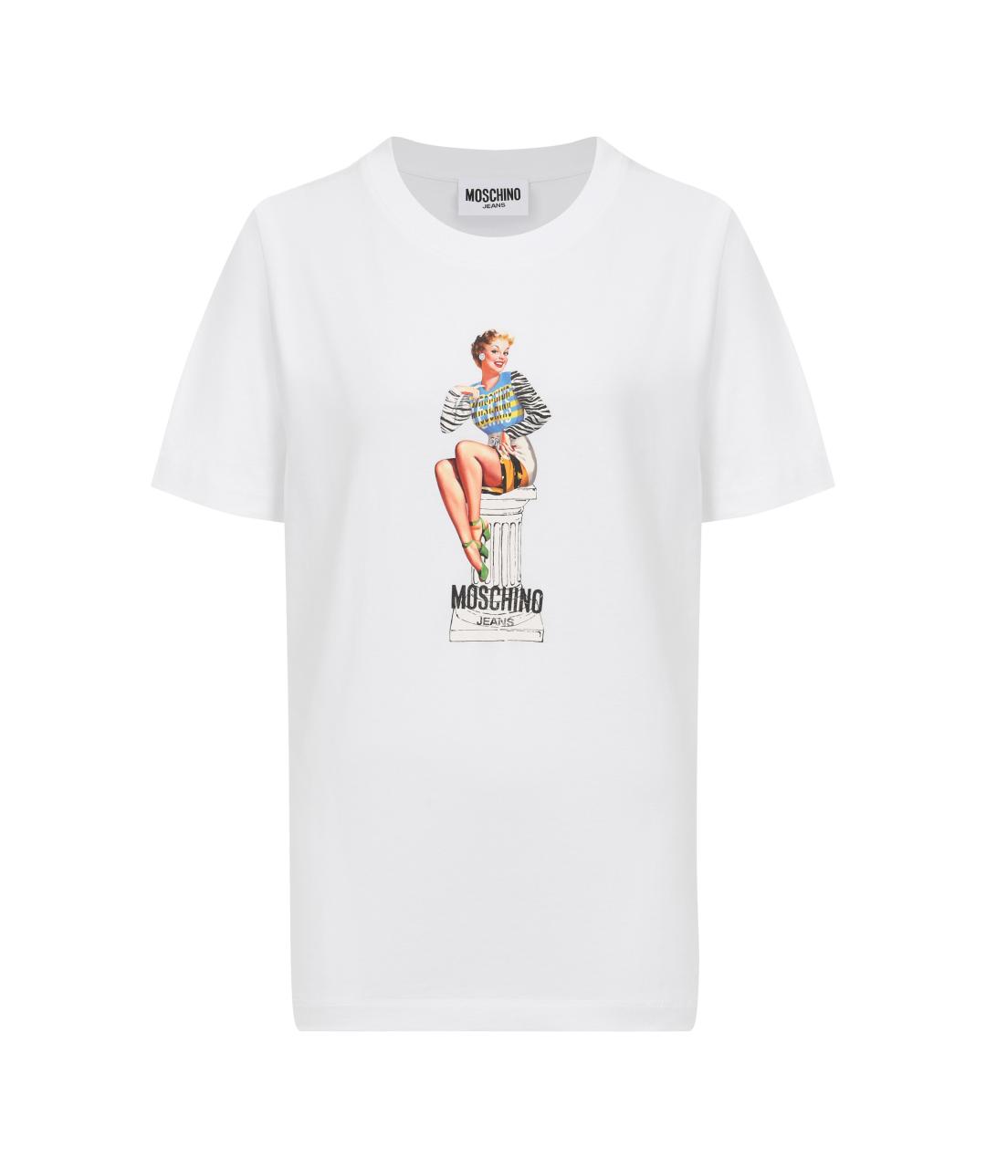 MOSCHINO JEANS Белая хлопковая футболка, фото 1