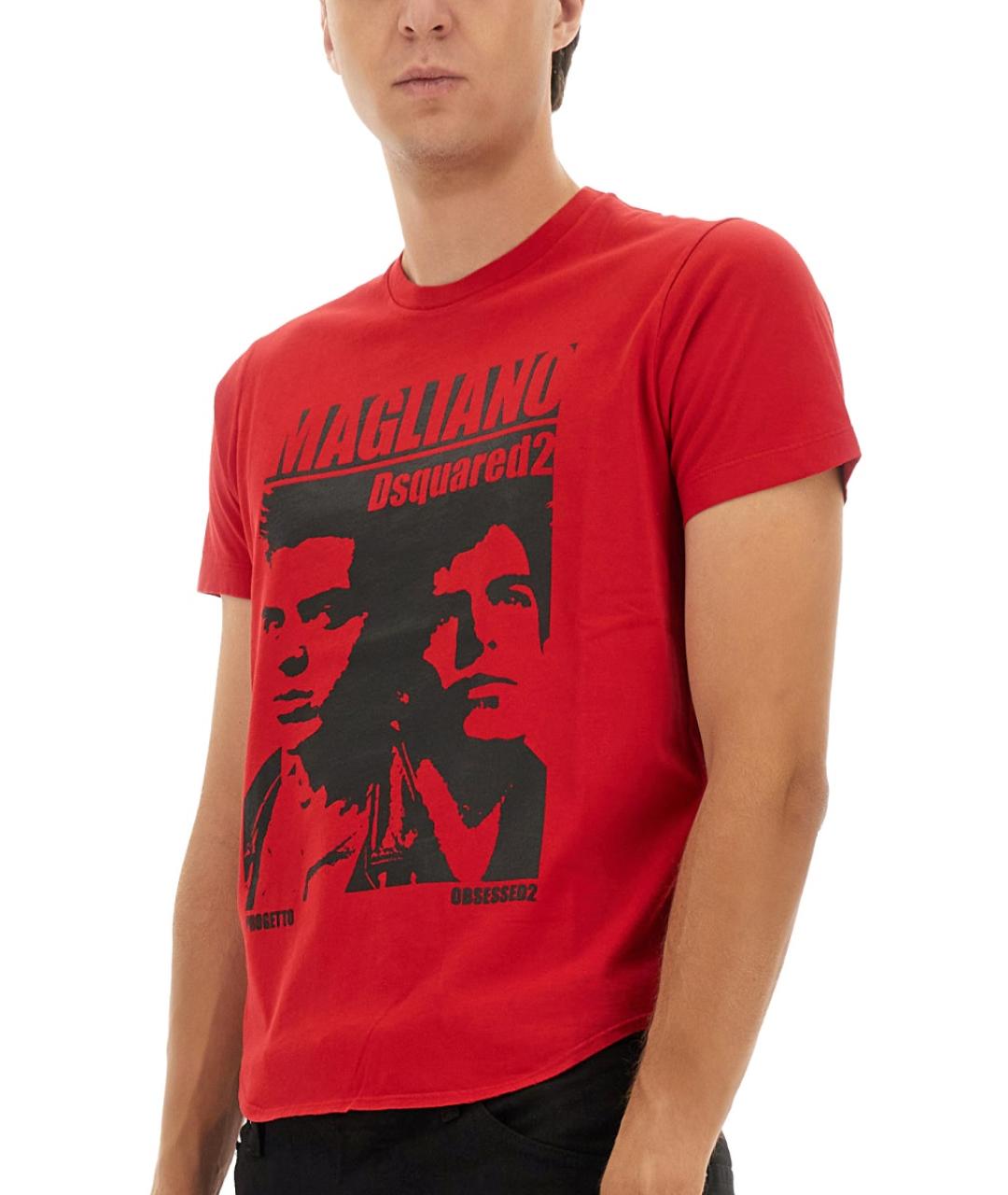 DSQUARED2 Красная хлопковая футболка, фото 4