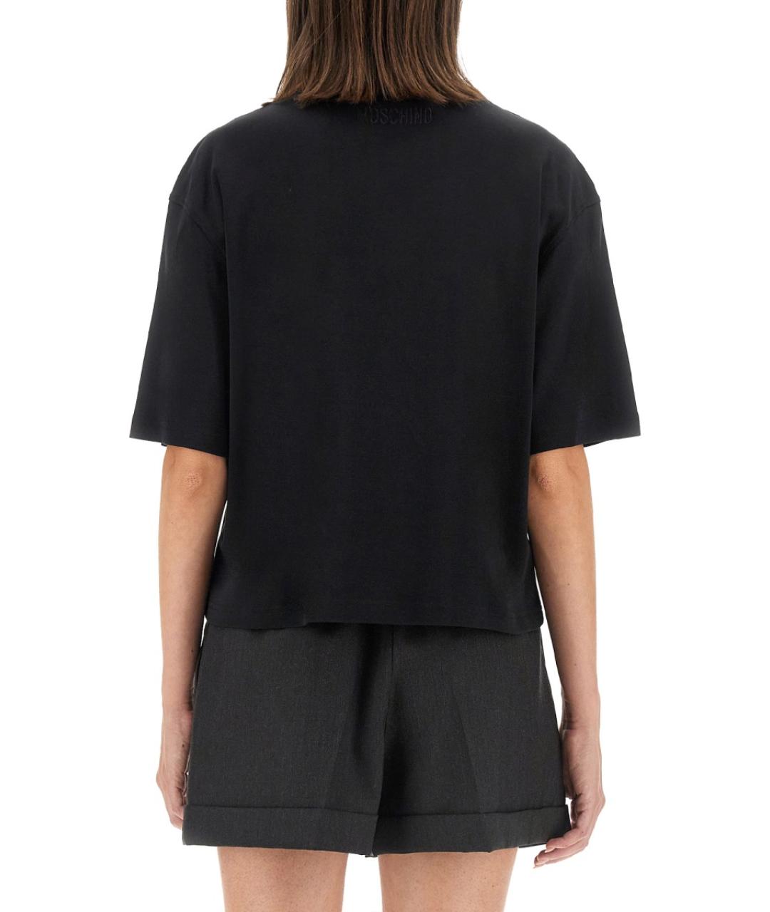 MOSCHINO Черная хлопковая футболка, фото 4