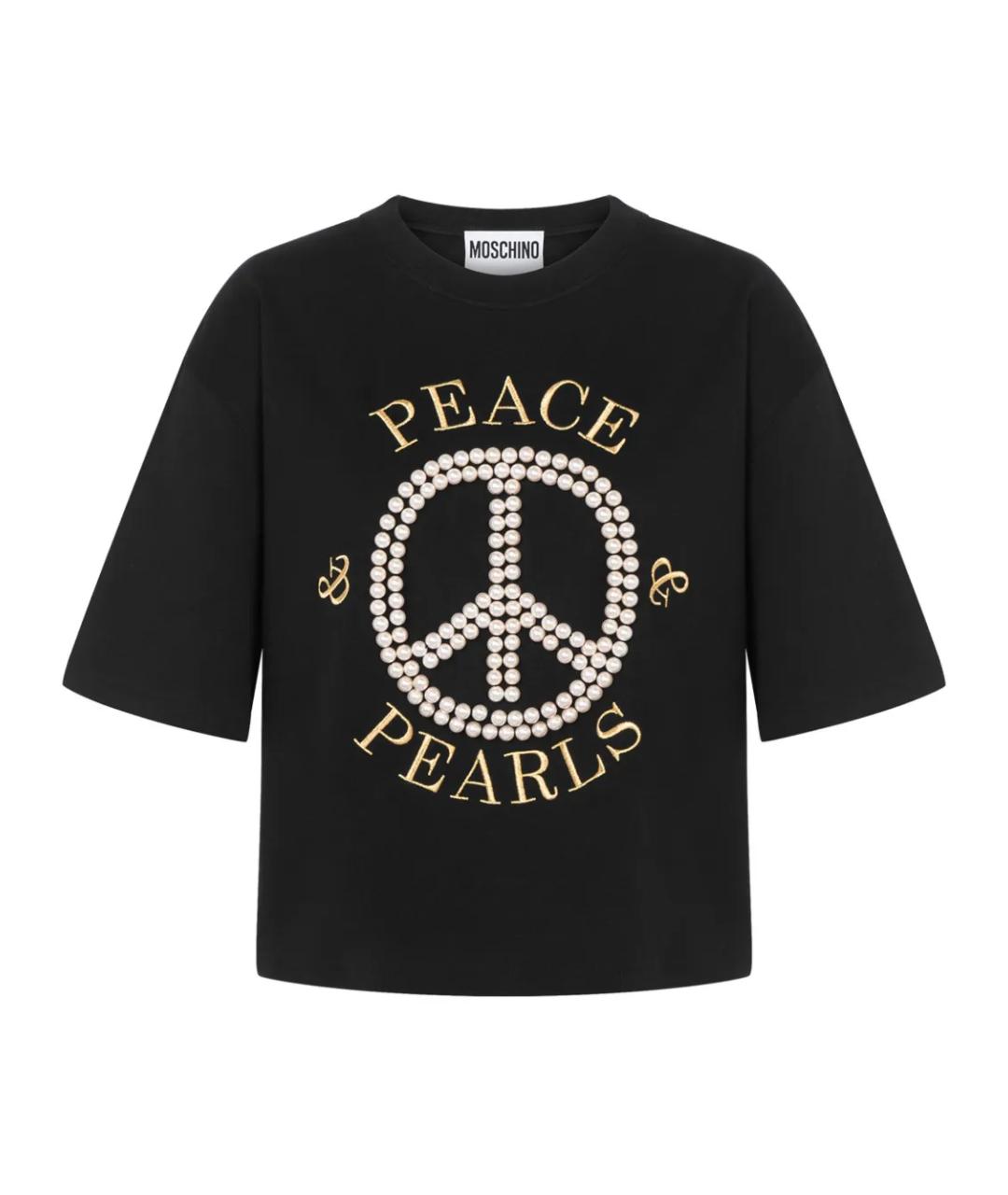 MOSCHINO Черная хлопковая футболка, фото 1