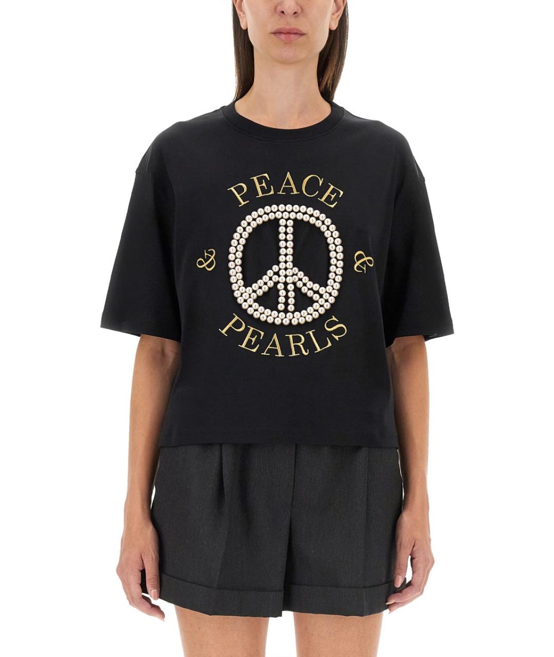 MOSCHINO Черная хлопковая футболка, фото 2