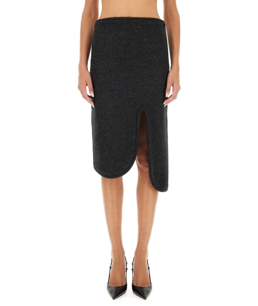 VICTORIA BECKHAM Серая шерстяная юбка миди, фото 2