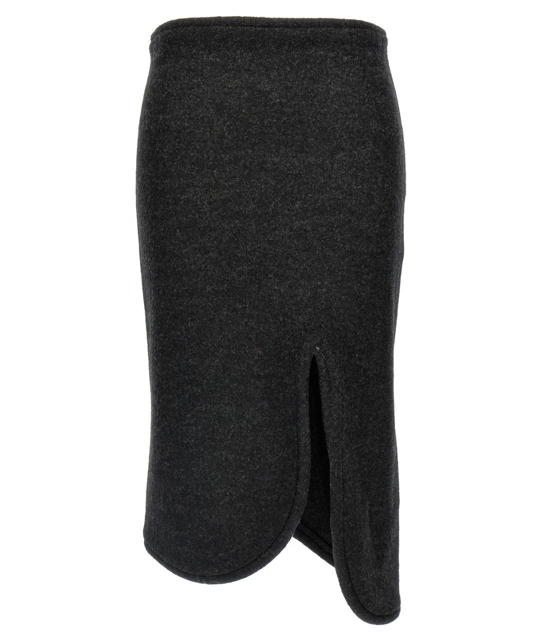 VICTORIA BECKHAM Серая шерстяная юбка миди, фото 1