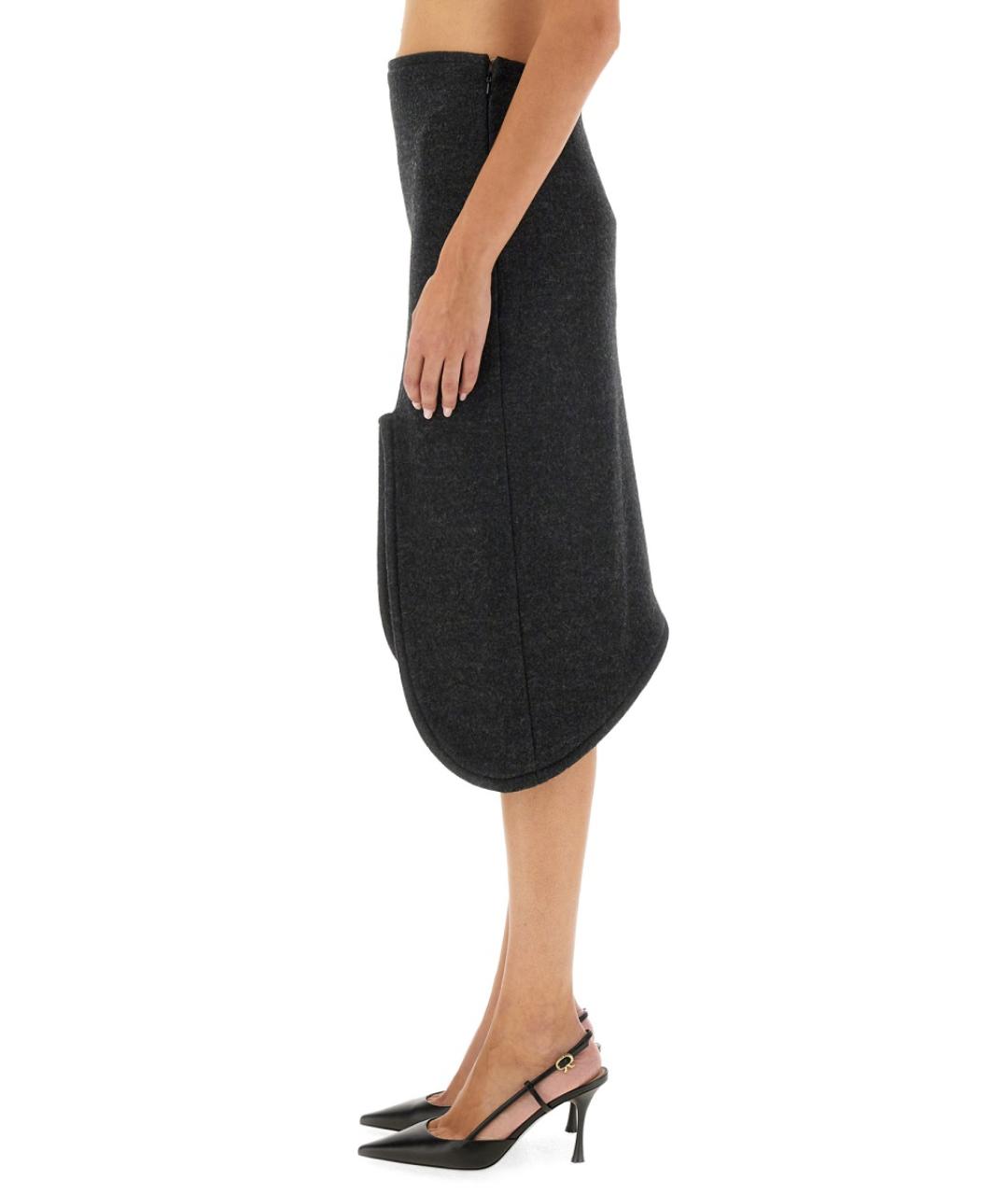 VICTORIA BECKHAM Серая шерстяная юбка миди, фото 5