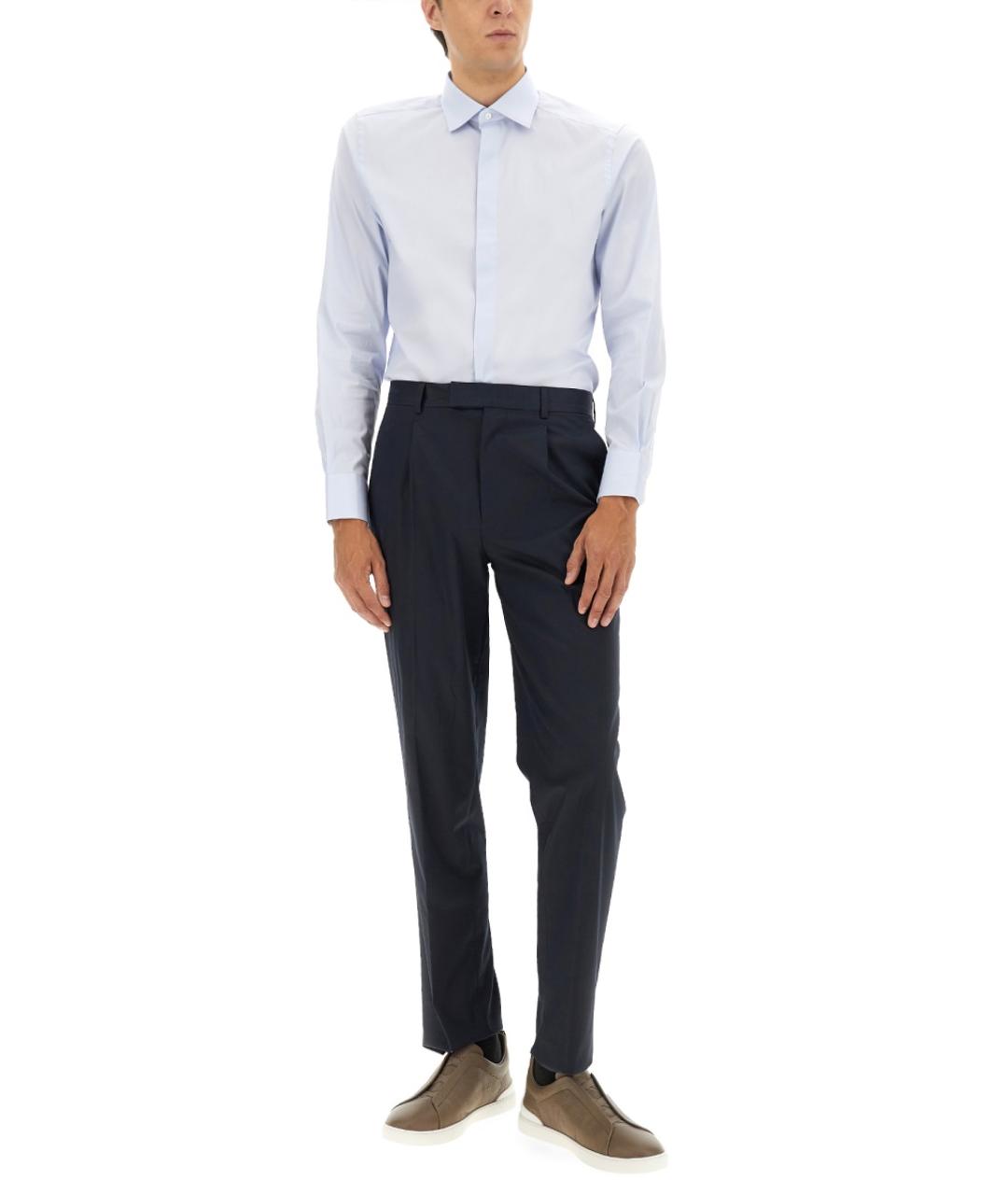 ZEGNA Голубая хлопковая кэжуал рубашка, фото 2