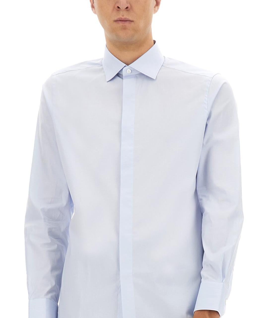 ZEGNA Голубая хлопковая кэжуал рубашка, фото 4