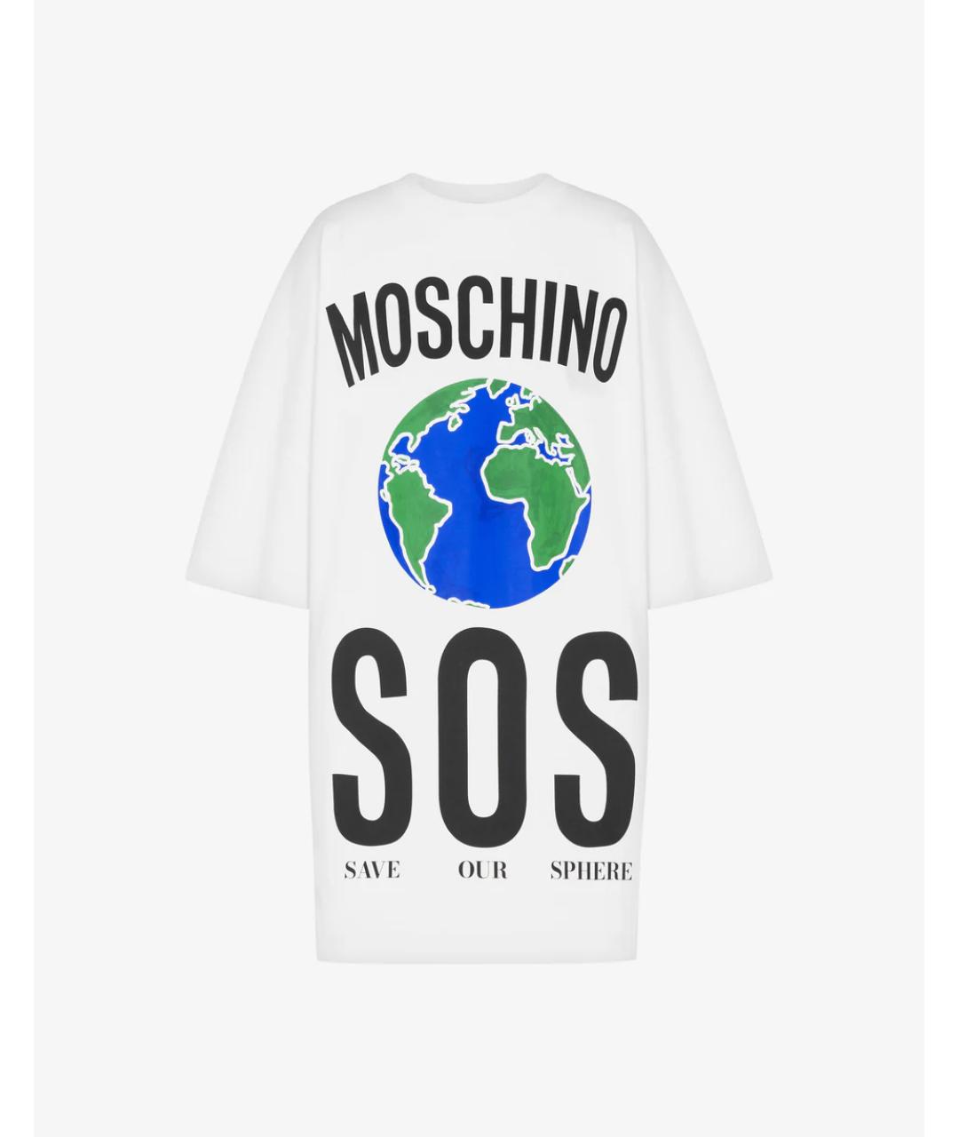 MOSCHINO Белое хлопковое повседневное платье, фото 1