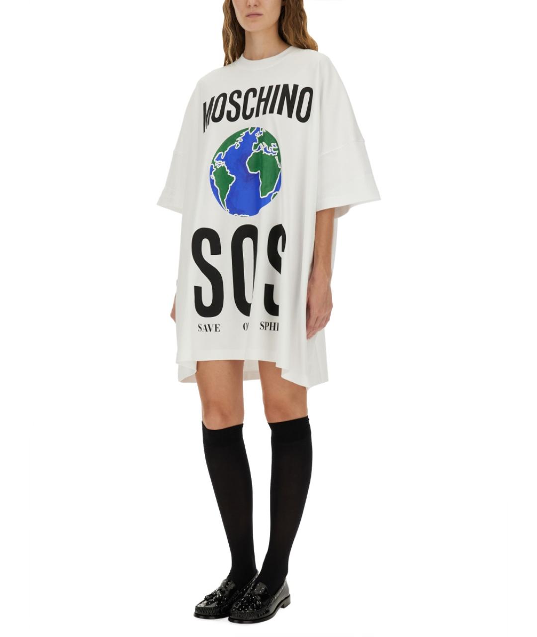 MOSCHINO Белое хлопковое повседневное платье, фото 4