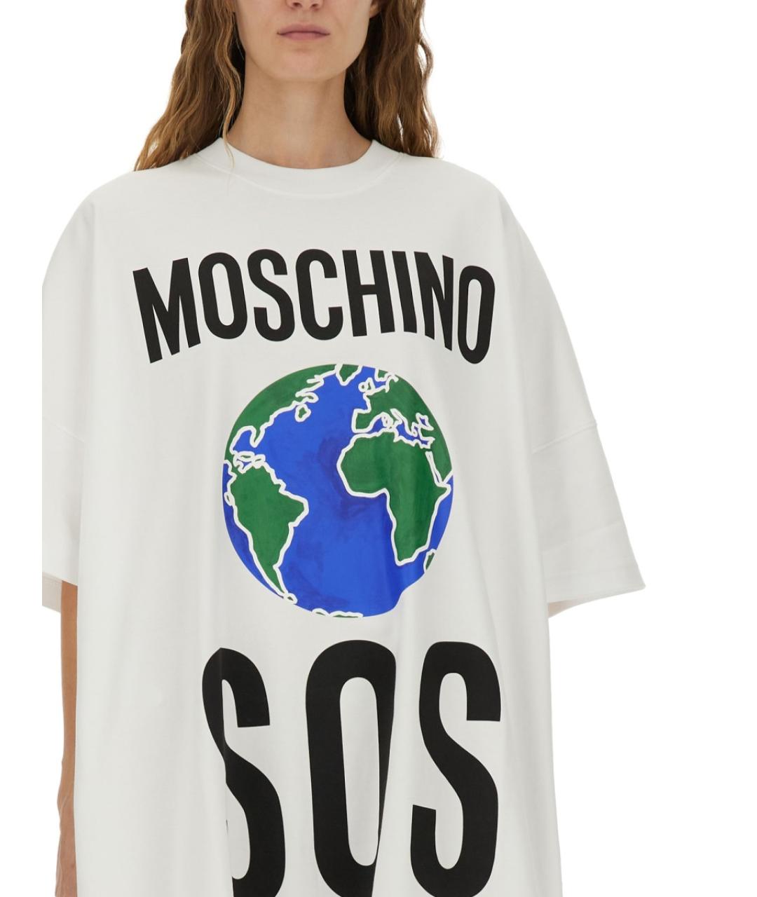 MOSCHINO Белое хлопковое повседневное платье, фото 2