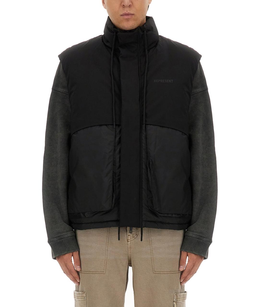 REPRESENT Черный полиэстеровый жилет, фото 5