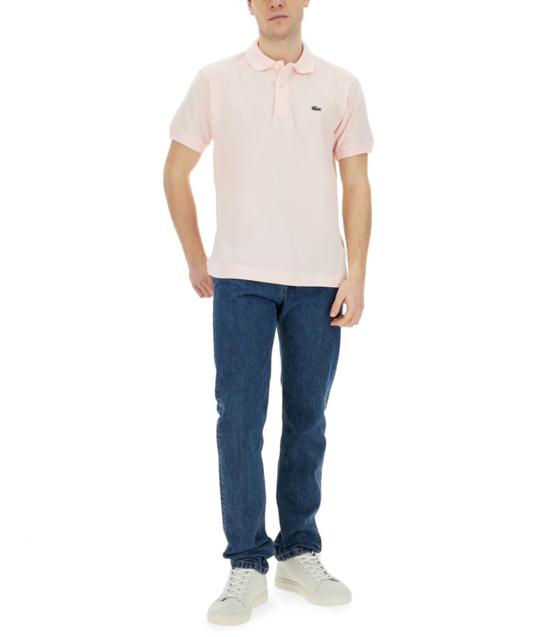LACOSTE Розовое хлопковое поло с коротким рукавом, фото 3